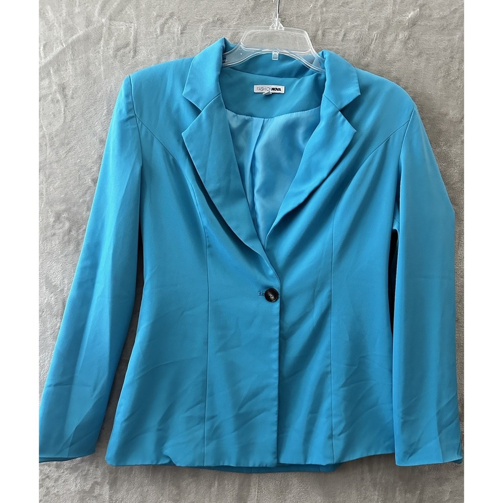 Fashion Nova Blazer Medium Womens Blue Nautical Preppy Coastal Career Work
